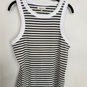 NWT Madewell XL Olive Stripe Racerback Tank Top